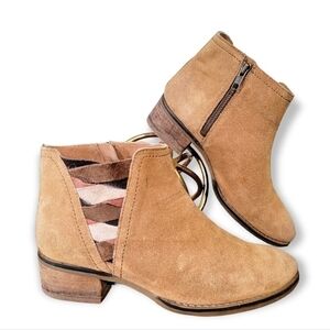 Naughty Monkey Suede multi color criss cross booties ankle boots Size 7.5